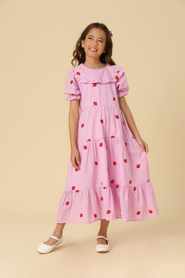 Vestido Cecília Gola Strawberry Infantil