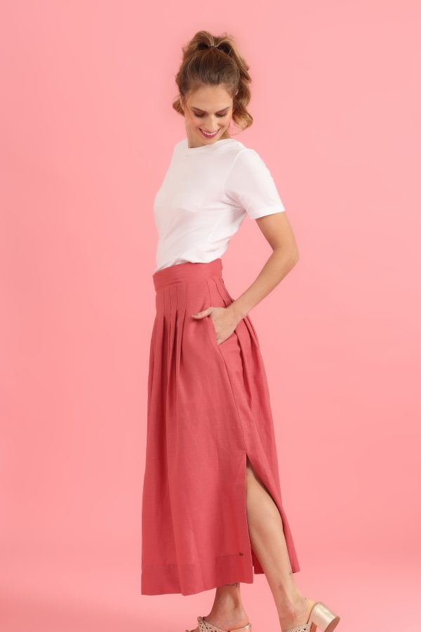 Saia Livia Linho Goiaba Adulto